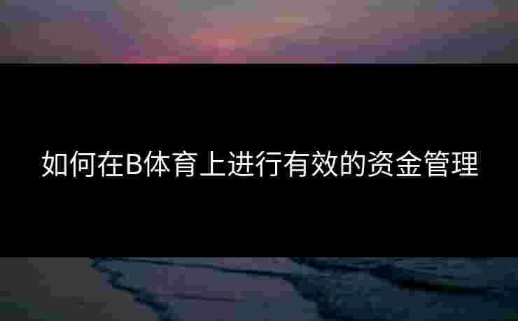 如何在B体育上进行有效的资金管理